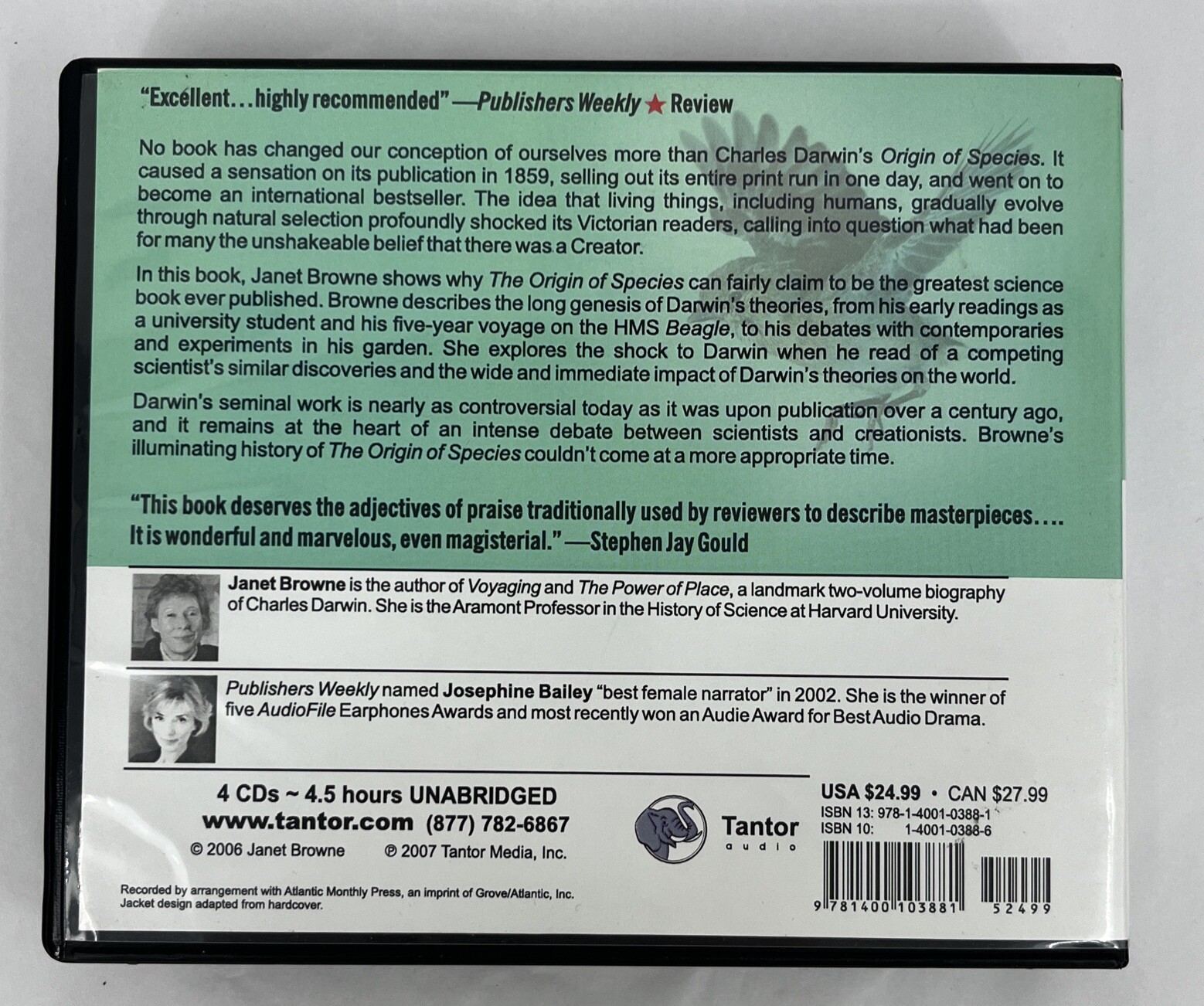 Darwin’s Origin Of Species By Janet Browne (Audiobook, 2007, 4 Discs)
