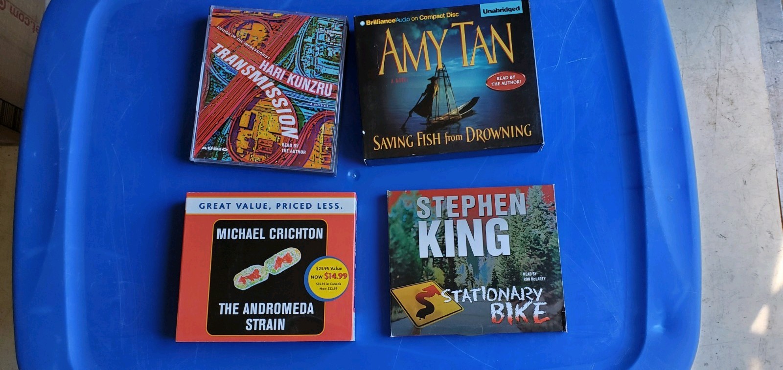 4 Audio Book Lot Stephen King, Amy Tan, Michael Crichton, Hari Kunzru