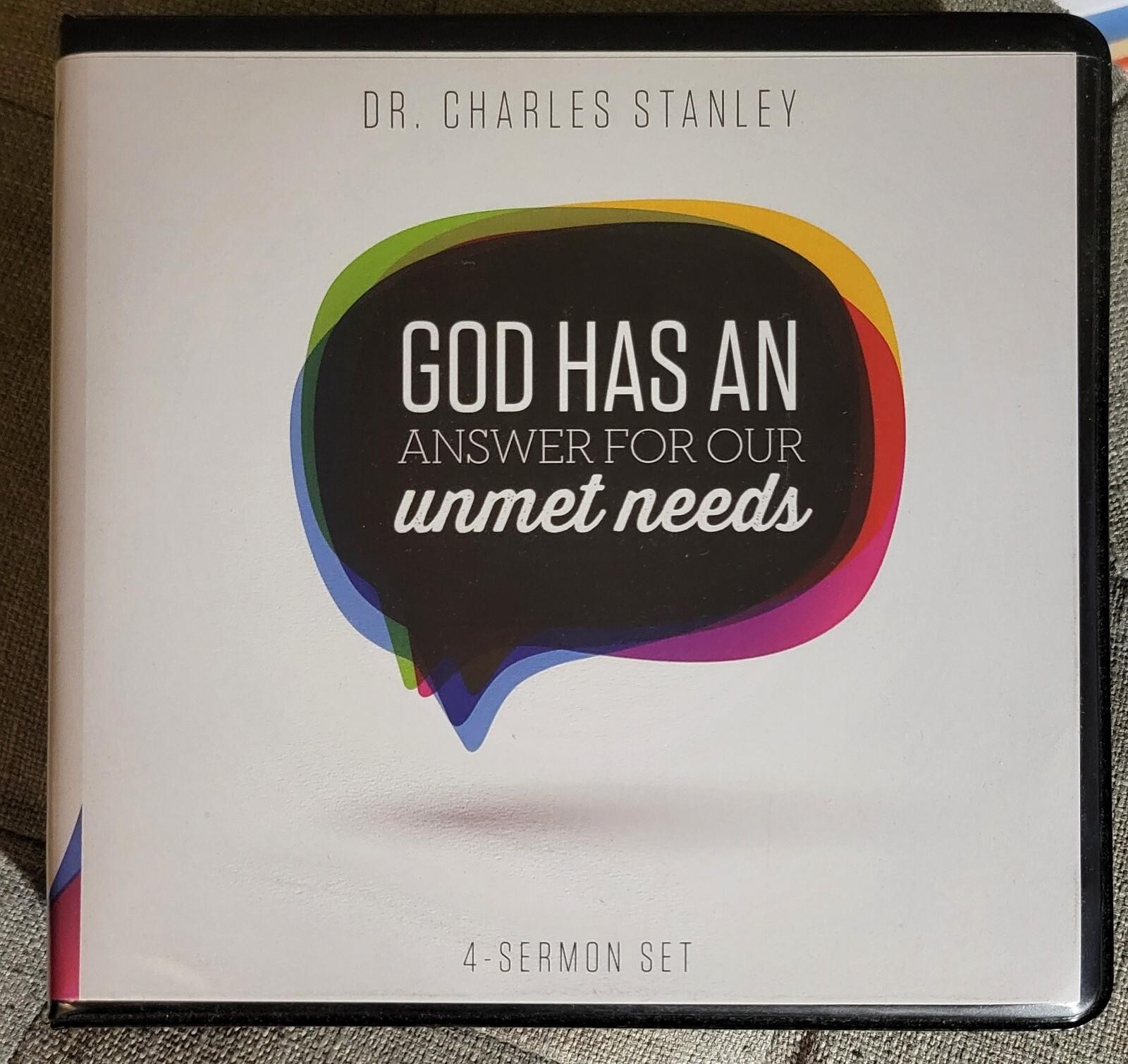 CHARLES STANLEY LOT OF 2 Audio CD Encouragement + God Has An Answer Unmet Needs