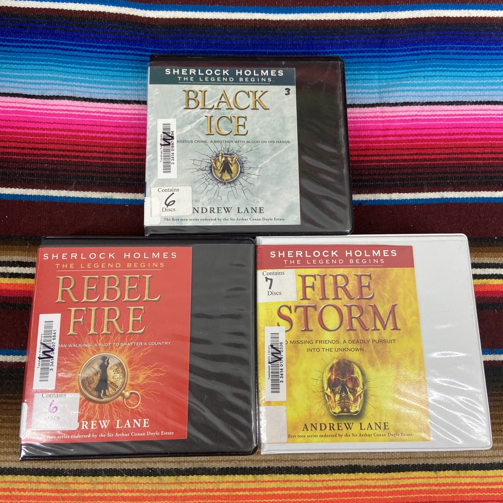 Black Ice Rebel Fire Storm Andrew Lane 3 Audio Books Lot On Tape Sherlock Holmes