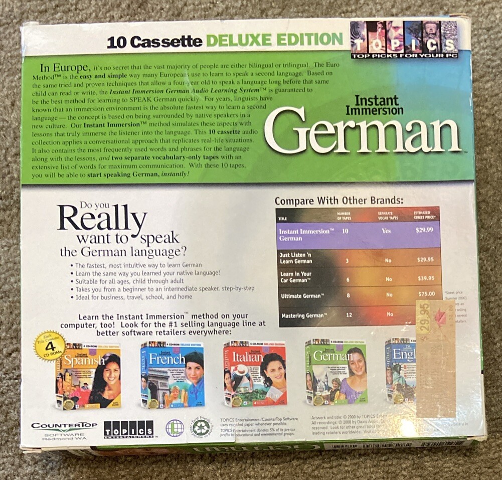 Learn German Quick Euro Method 10 Cassette Tape Deluxe Edition