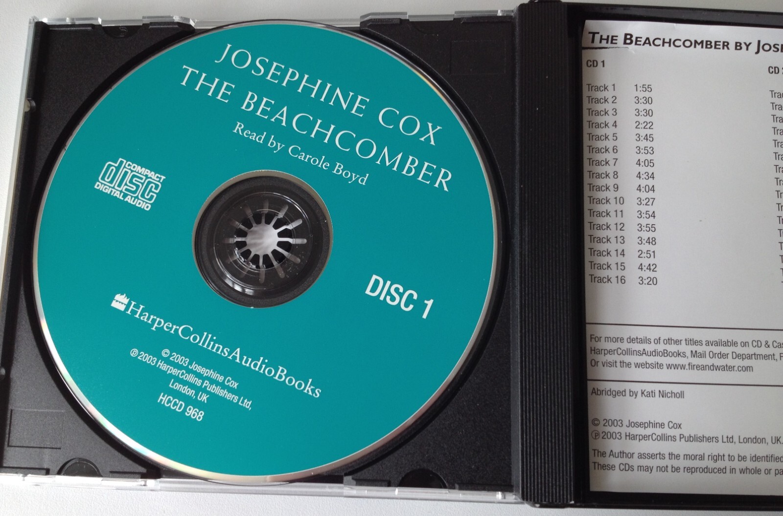AUDIO BOOK Josephine Cox THE BEECHCOMBER read by Carole Boyd on 3 x CDs