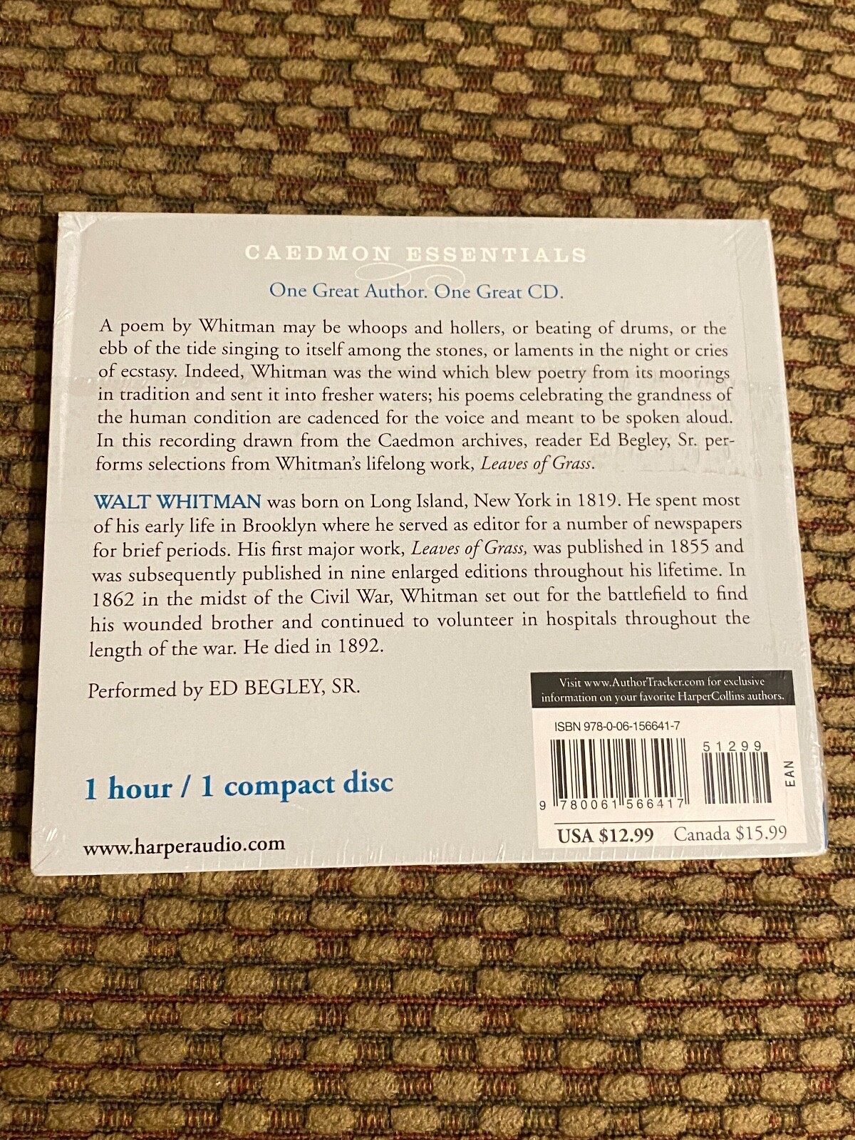 Essential Walt Whitman CD (Caedmon Essentials) — NEW SEALED