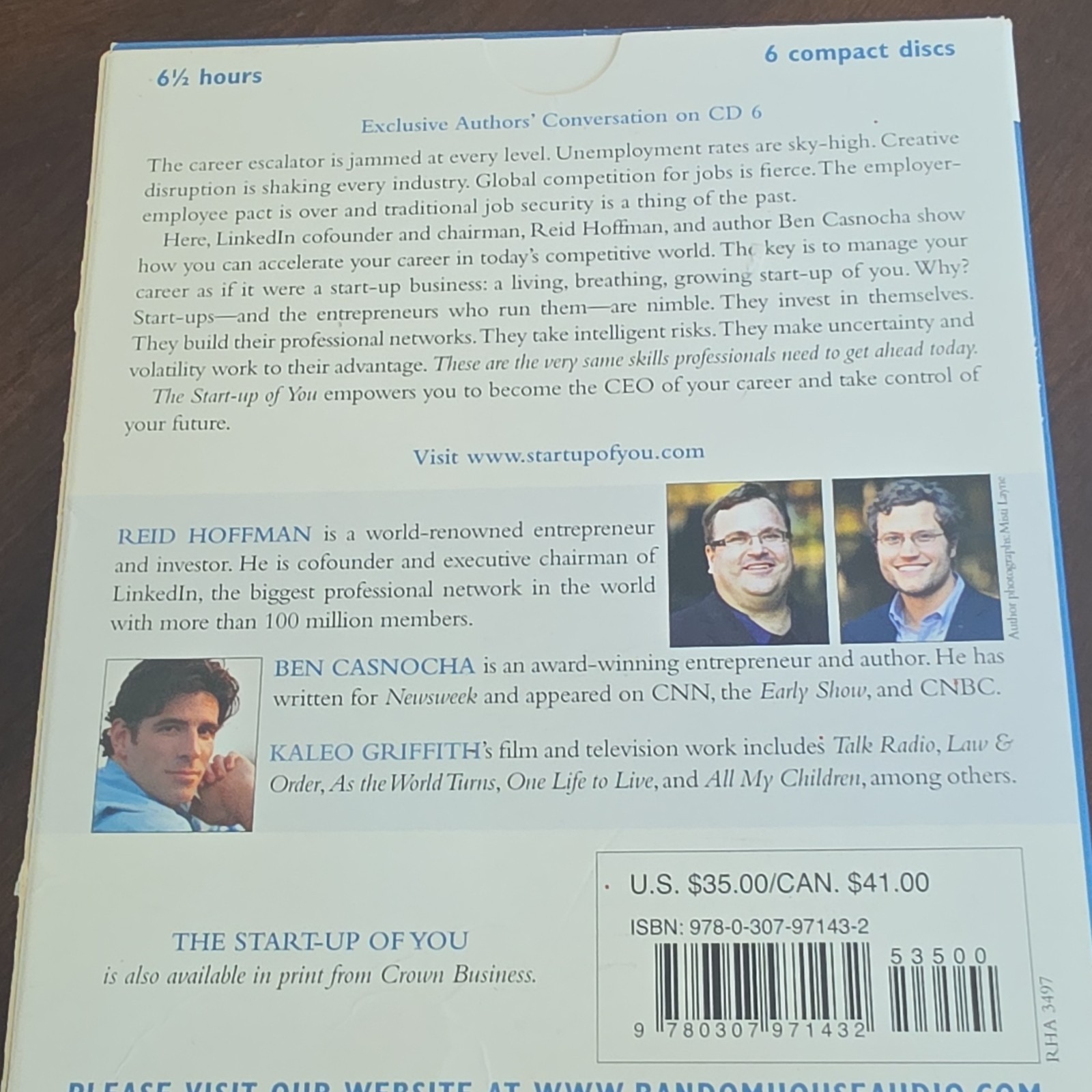The Start-Up of You Reid Hoffman Ben Casnocha Audiobook CD 6 Discs Unabridged