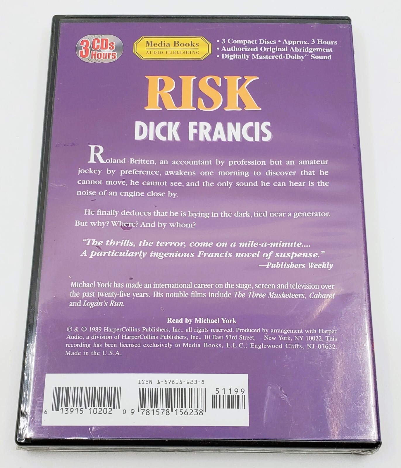 Dick Francis: RISK read by Michael York CD AudioBook *NEW SEALED RARE 1989 OOP