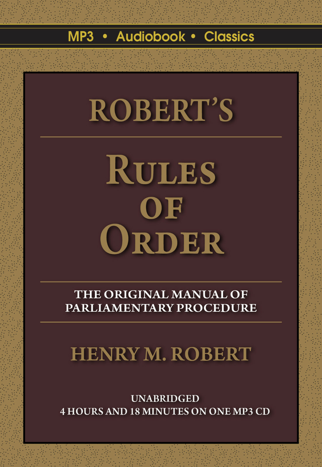 Robert’s Rules of Order — Unabridged MP3 CD Audiobook in DVD case