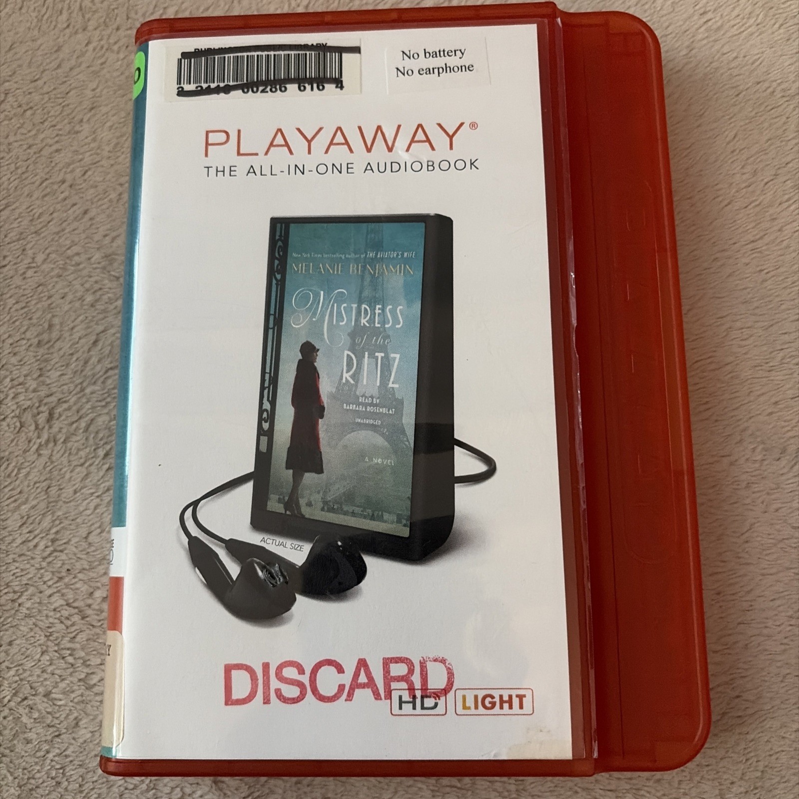 Playaway Audiobook Ex Library — Mistress Of The Ritz