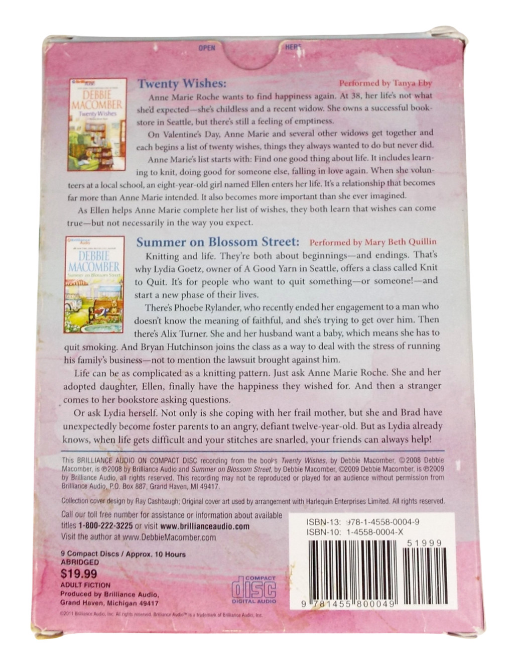 Debbie Macomber Audio CD Set~Twenty Wishes & Summer On Blossom Street Audiobooks