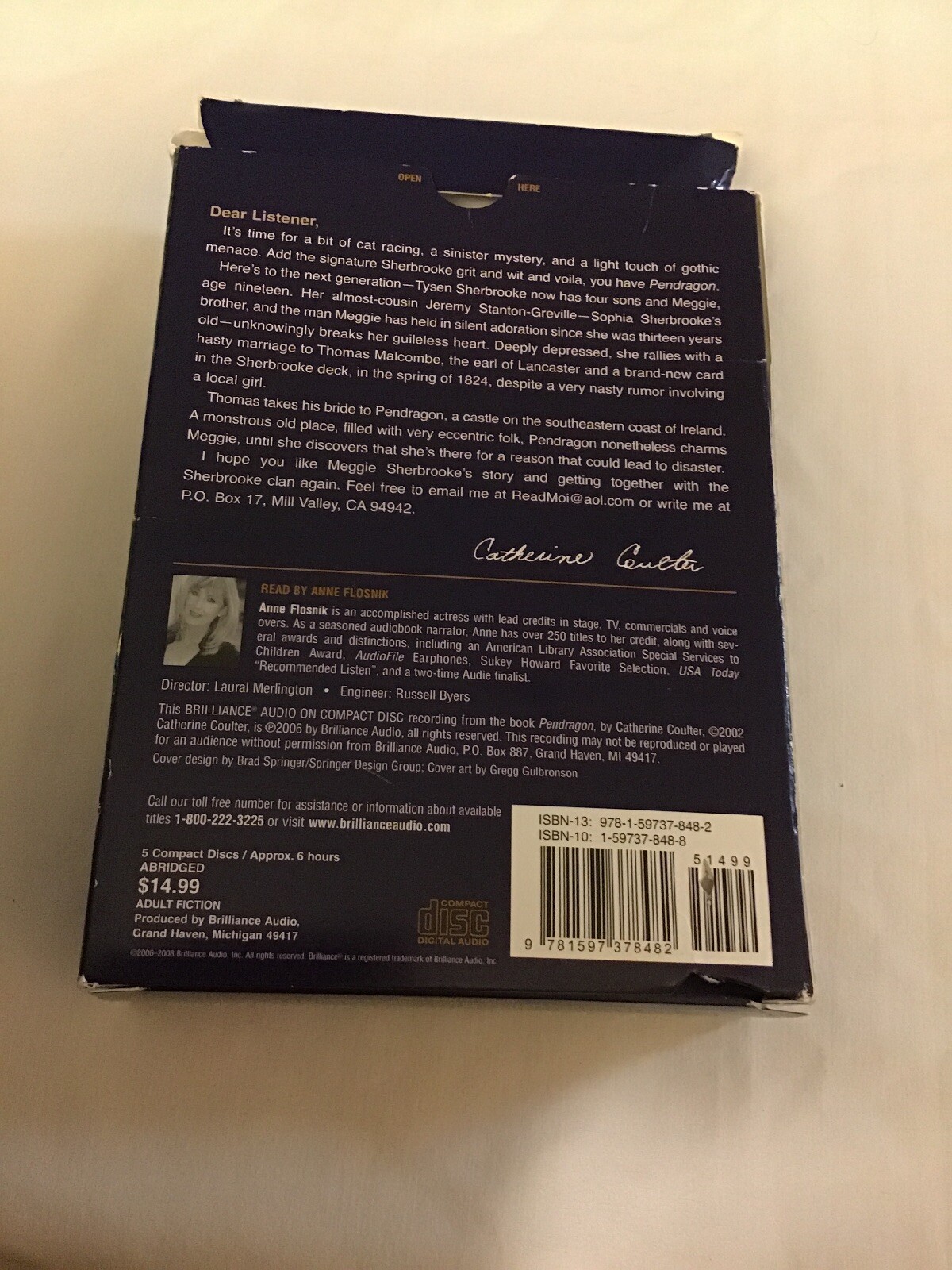 Pendragon — Catherine Coulter — Audiobook — Abridged — 5 Discs — 6 Hours