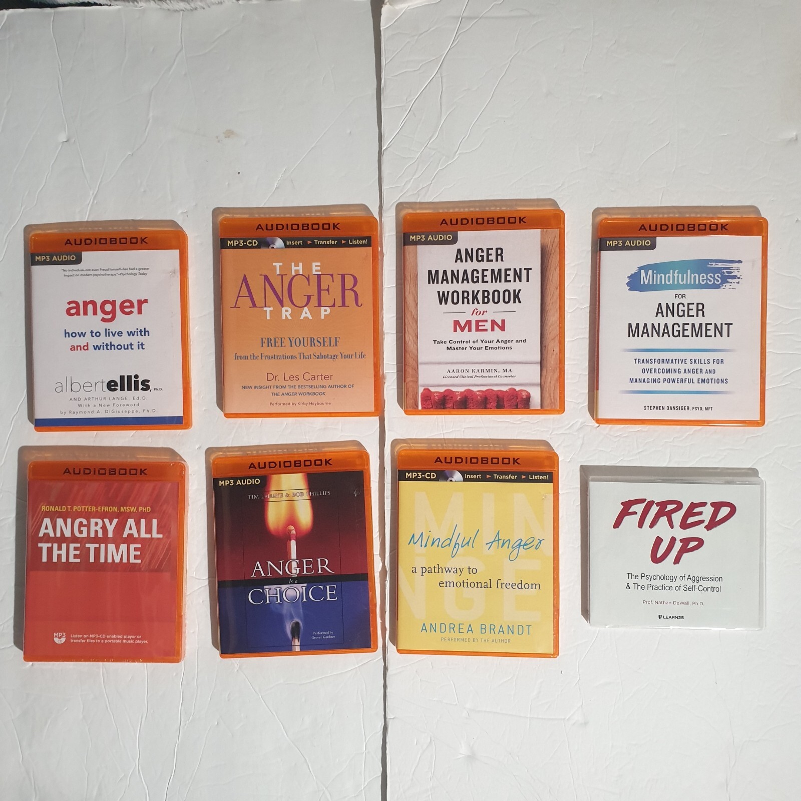 Lot of 8 Audiobooks MP3-CDs: Anger Management, Agression, Self-Control, Mindful