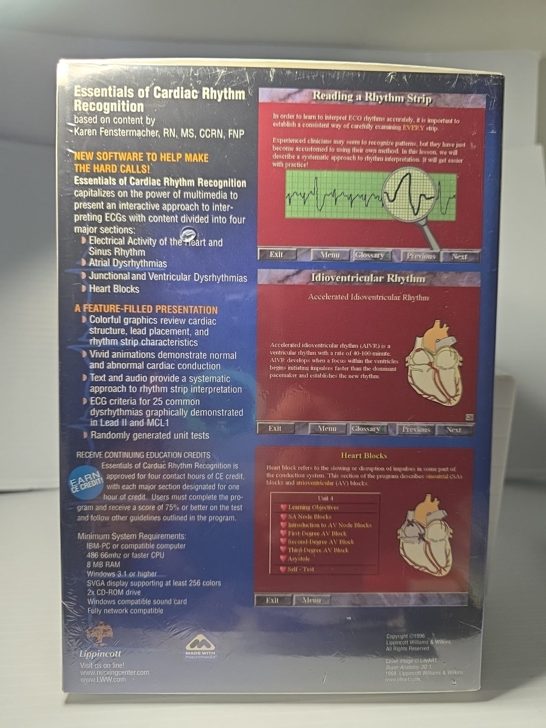 Essentials of Cardiac Rhythm Recognition (1996 Windows 2x CD-ROMs) New Sealed