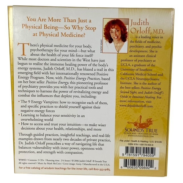 Sounds True Positive Energy Practices by Judith Orloff, M.D. Audiobook 2 CDs